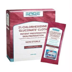 2% Chlorhexidine Gluconate Cloth, 7.5" X 7.5"- Pack(age) of 2