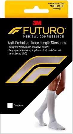 3M 71057EN - Anti-embolism Stocking 3M™ Futuro™ Knee High Large / Regular White Closed Toe