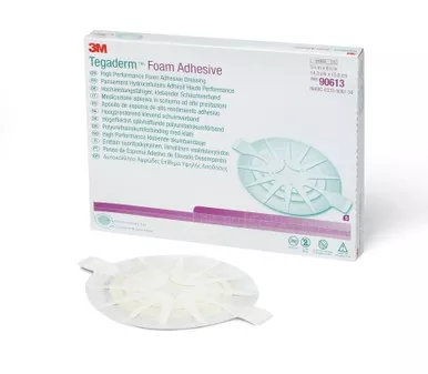 3M 90613 - Foam Dressing 3M™ Tegaderm™ High Performance 5-5/8 X 6-1/8 Inch Oval Adhesive with Border Sterile
