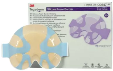 3M 90647 - Silicone Foam Dressing 3M™ Tegaderm™ 6 X 6-3/4 Inch Small Sacral Silicone Adhesive with Border Sterile