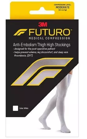 3M Anti-embolism Stocking 3M™ Futuro™ Thigh High Medium / Regular White Closed Toe - Case of 6 - 71065EN-CS