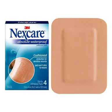 3M AWP34 - Nexcare Absolute Waterproof Adhesive Pads, 3" x 4", 4 Count