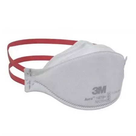 3M Particulate Respirator Mask 3M™ Aura™ Medical N95 Flat Fold Elastic Strap One Size Fits Most White NonSterile ASTM F1862 Adult - Box of 20 - 1870+-BX