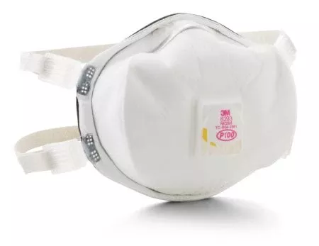 3M Particulate Respirator Mask 3M™ Industrial P100 with Valve Cup Adjustable Head Strap One Size Fits Most White NonSterile Not Rated Adult - Case of 20 - 8293-CS