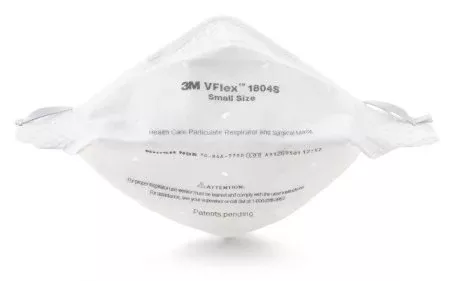 3M Particulate Respirator / Surgical Mask 3M™ VFlex™ Medical N95 Flat Fold Elastic Strap One Size Fits Most White NonSterile ASTM F1862 Adult - Box of 50 - 1804-BX