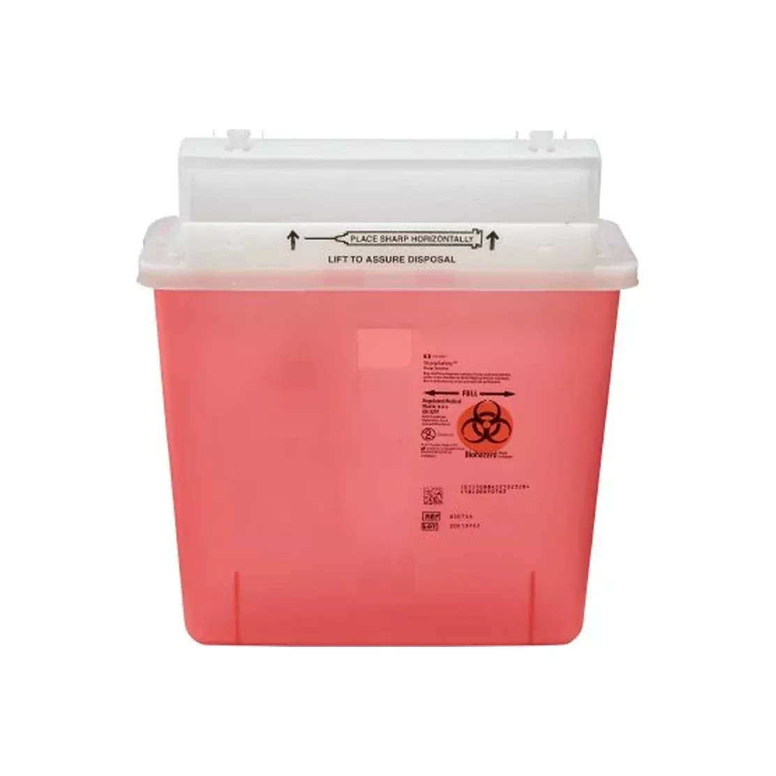 5 Quart Monoject SharpStar In-Room Sharps Containers, Counter-Balanced Lid, Transparent Red 8507SA- 1 Each