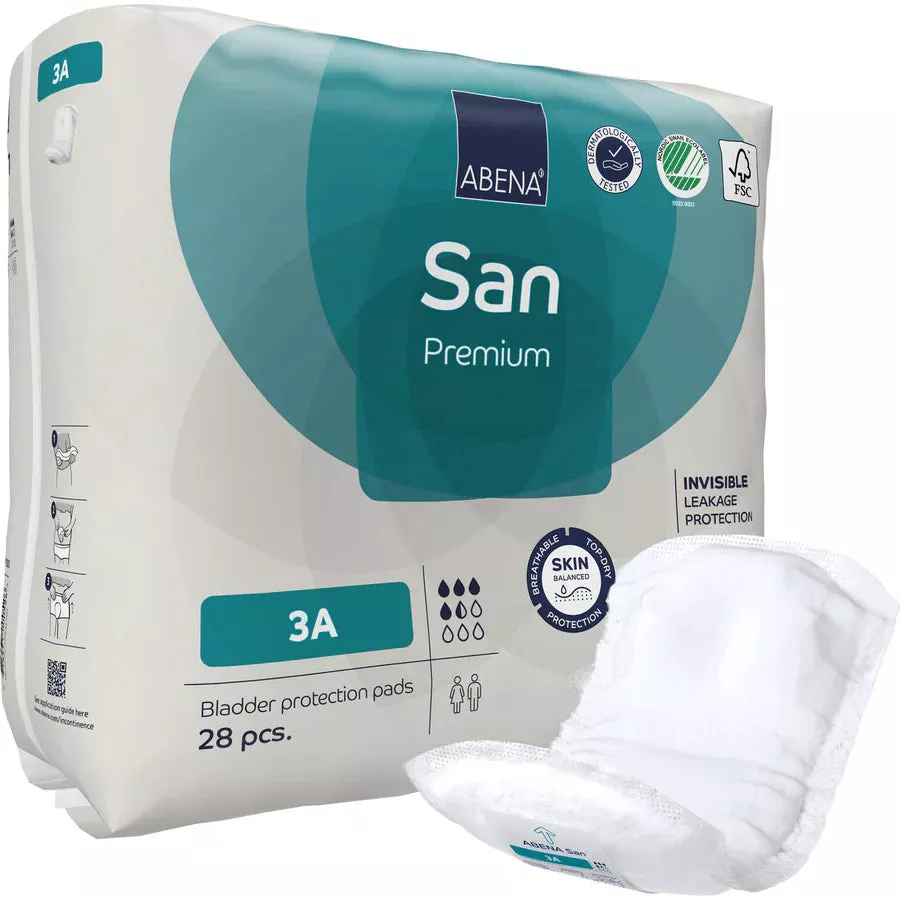 Abena San 4, Premium Incontinence Bladder Control Pad, 17" X 8" - Replaces: Rb9271- Pack(age) of 30