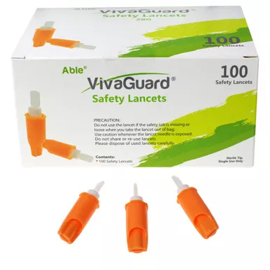 Able Diagnostics VGL02-382 - VivaGuard Safety Lancets, 28G, (100 count)