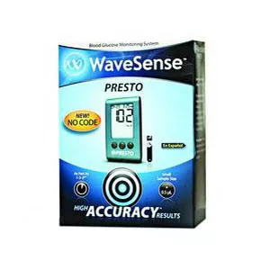 Agamatrix, 8000-02649 - Blood Glucose Meter Wavesense Presto 3 to 12 Second Results Stores up to 7 Results No Coding Required