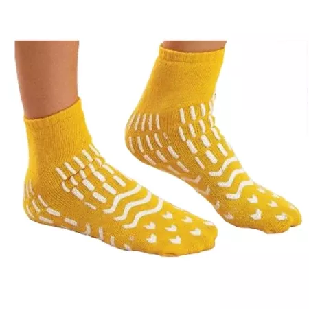 Alba Healthcare Fall Management Slipper Socks Care-Steps Medium Yellow Ankle High - Case of 4 - 80180-CS