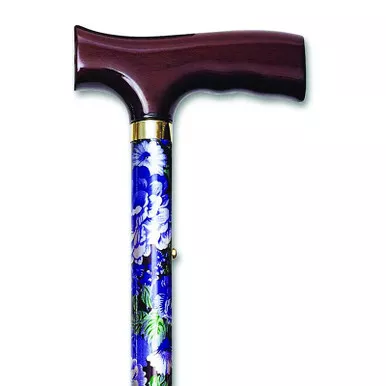 Alex 10505 - Folding Travel Cane with Fritz Handle, Mauve Floral, 33" - 37"