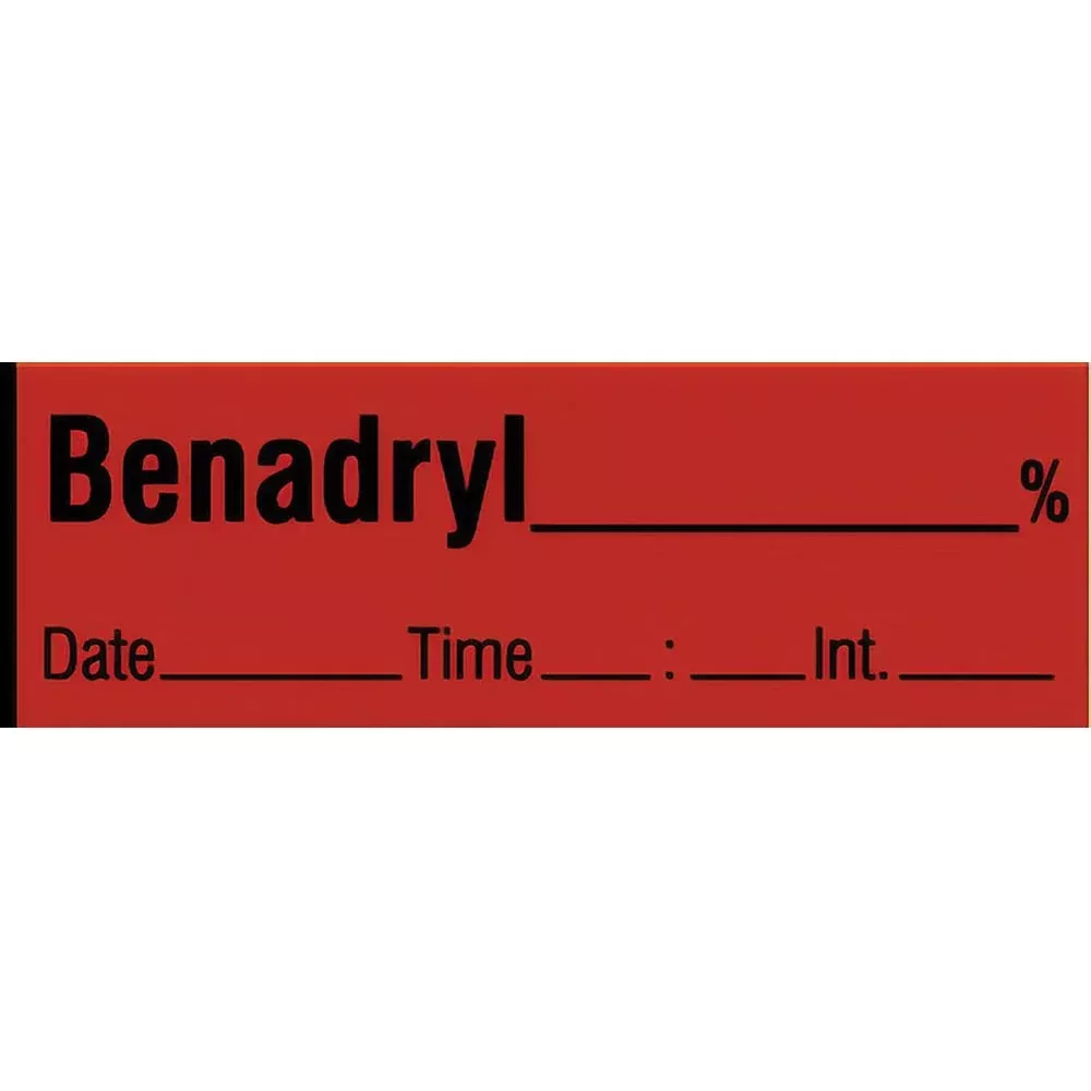 Alimed Benadryl Labels, Tape Roll or Pre-Cut Roll Benadryl Labels, Pre-Cut Roll, Expanded - 924673/NA/PREDTI