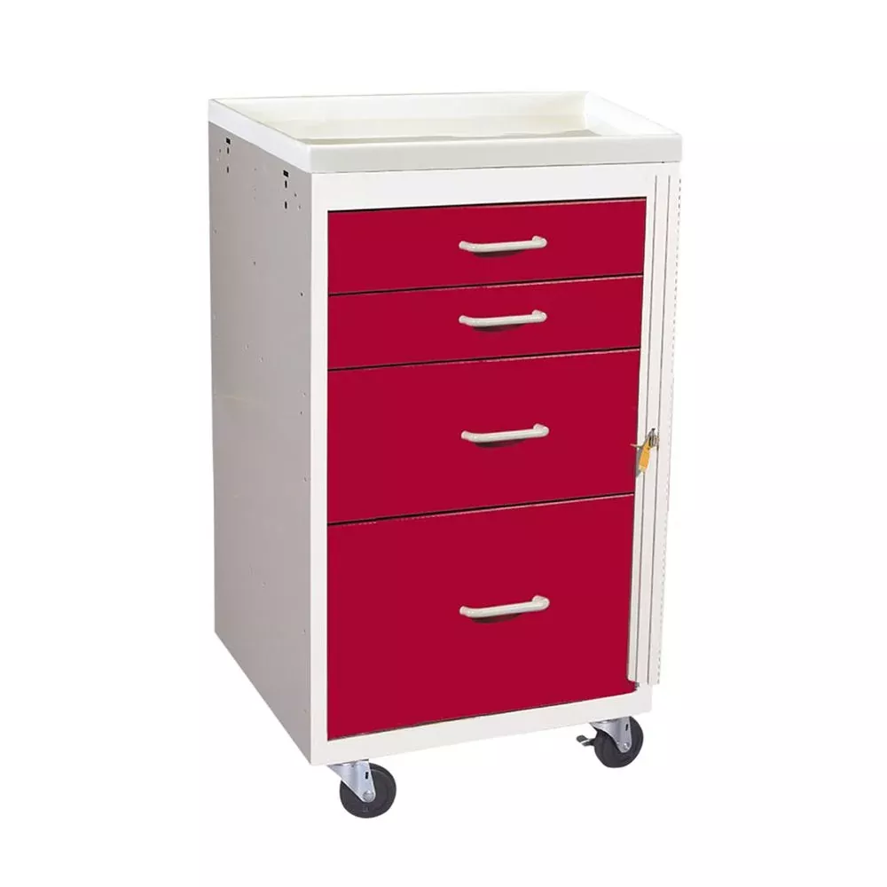 AliMed Mini Series 4-Drawer Emergency Cart Mini 4-Drawer ER Cart, Two-Tone Slate Blue - 938382/SBL/TT