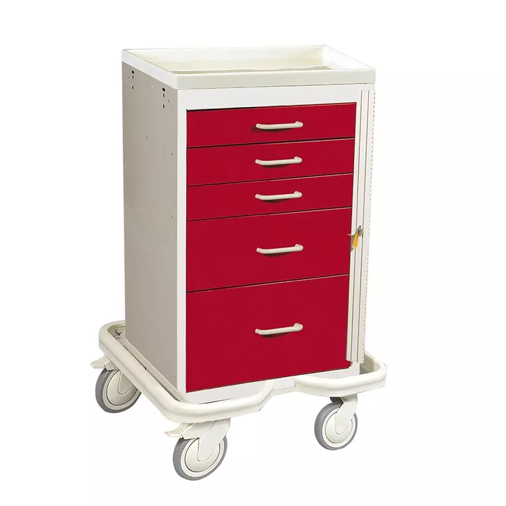 AliMed Mini Series 5-Drawer Emergency Tower Mini 5-Drawer ER Tower, Solid Slate Blue - 938384/SBL/SO