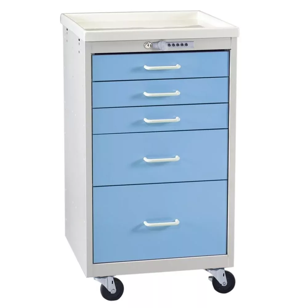 AliMed Mini Series 5-Drawer Procedure Cart, Push-Button Lock Mini 5-Drawer Procedure Cart, Push Button Lock, Two-Tone Yellow - 935952/YELL/NA