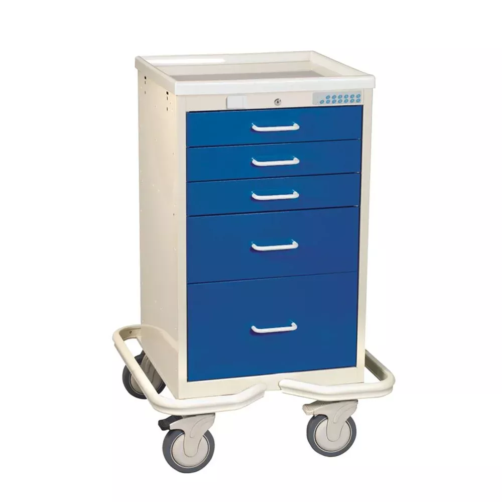 AliMed Mini Series 5-Drawer Tower, Electronic Lock Mini 5-Drawer Tower, Electronic Lock, Solid Yellow - 938397/YEL/SO