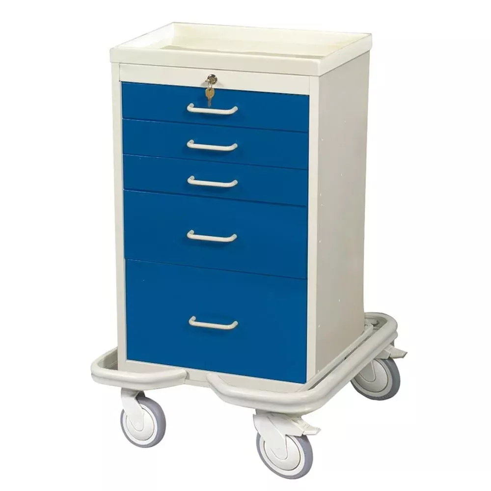 AliMed Mini Series 5-Drawer Tower, Proximity Lock Mini 5-Drawer Tower, Proximity Lock, Two-Tone Yellow - 938404/YEL/TT