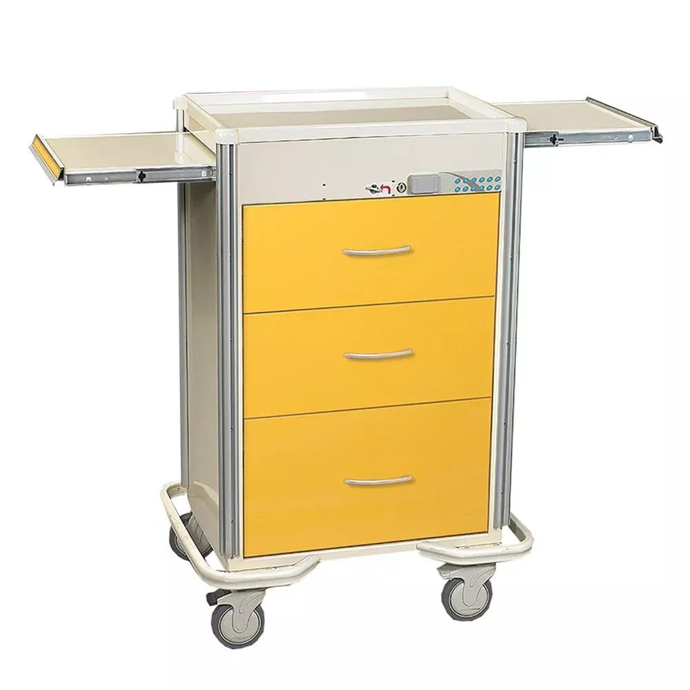 AliMed Select Series 3-Drawer Isolation Cart, Electronic Lock Select 3-Drawer Isolation Cart, Electronic Lock, Solid Yellow - 939339/YELL/SOLID