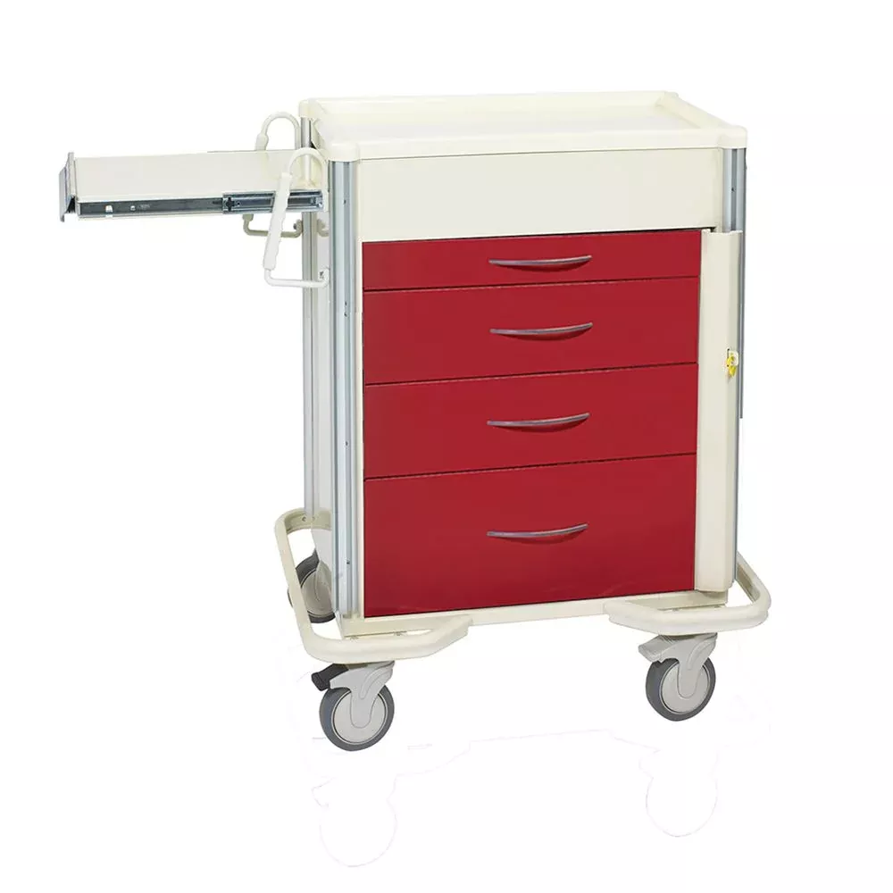 AliMed Select Series 4-Drawer Emergency Cart Select 4-Drawer ER Cart, Solid Red - 938425/RED/SO