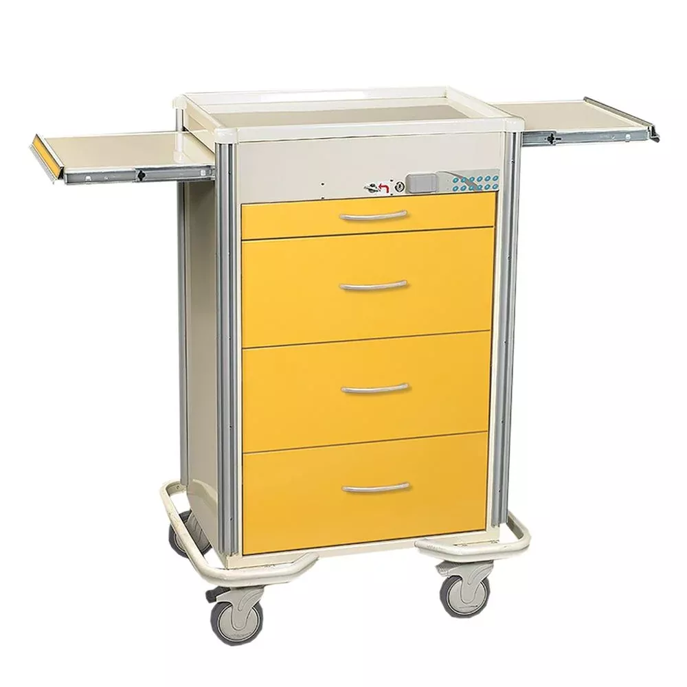 AliMed Select Series 4-Drawer Isolation Cart, Proximity Lock Select 4-Drawer Isolation Cart, Proximity Lock, Two-Tone Yellow - 938461/YEL/TT
