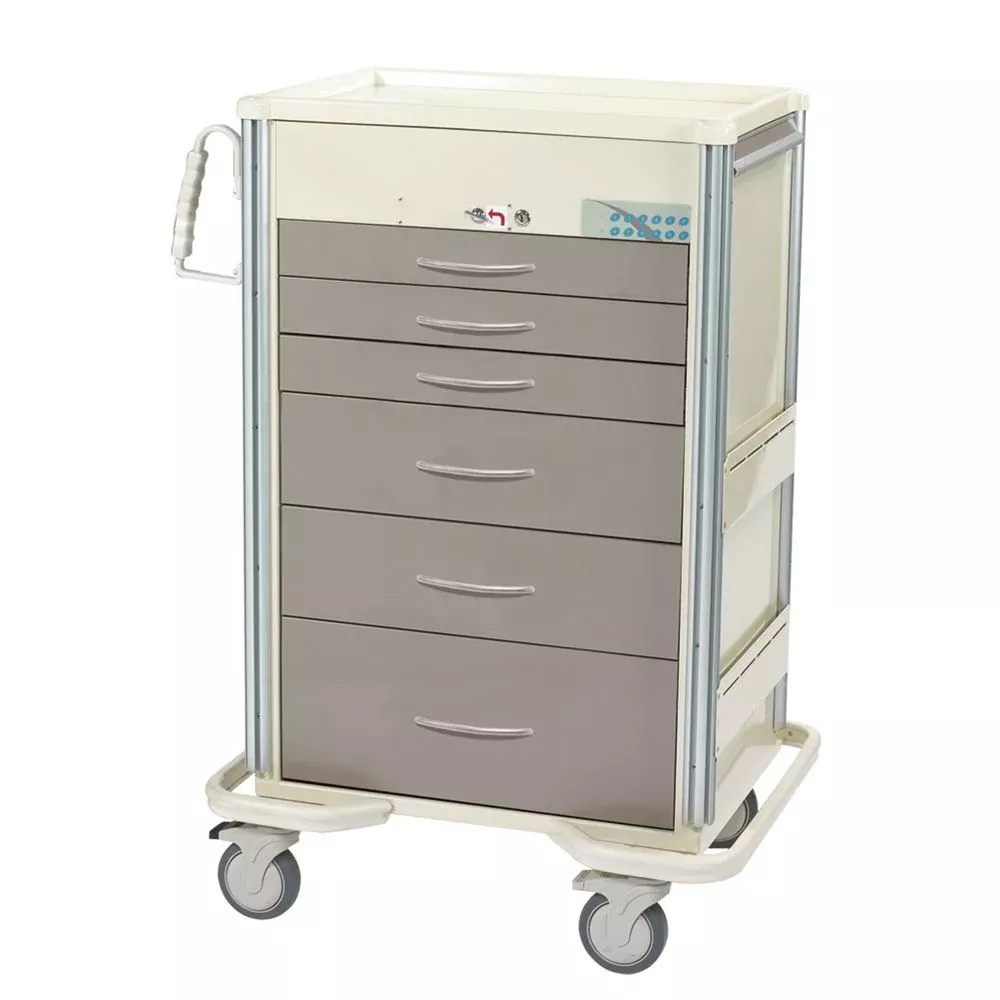 AliMed Select Series 6-Drawer Cart, Electronic Lock, 30" Drawer Space Select 6-Drawer Cart, Electronic Lock, Two-Tone Yellow - 935956/YELL/TWOT