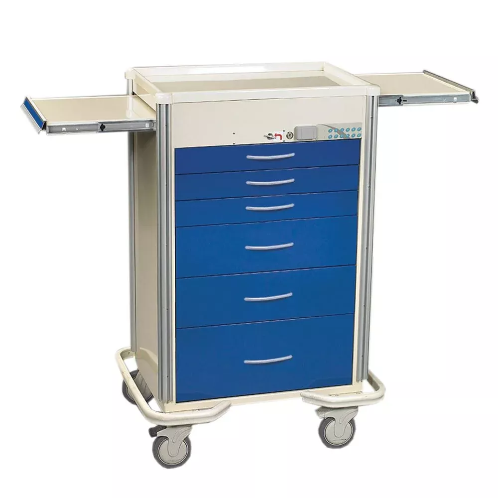 AliMed Select Series 6-Drawer Cart, Push-Button Lock, 30" Drawer Space Select 6-Drawer Cart, Push-Button Lock, Solid Red - 938440/RED/SO