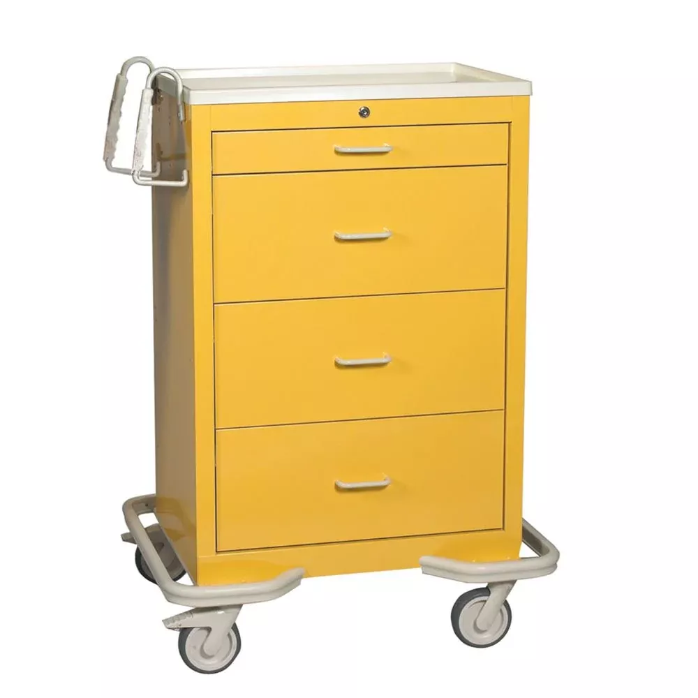 AliMed Standard Series 4-Drawer Isolation Cart, Electronic Lock Standard 4-Drawer Isolation Cart, Electronic Lock, Solid Yellow - 938385/YEL/SO