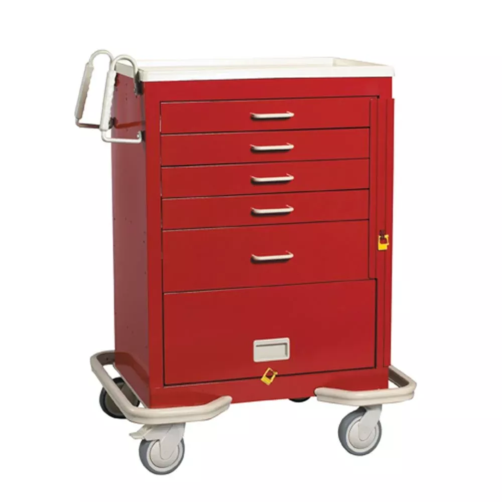 AliMed Standard Series 5-Drawer Emergency Cart with Panel Standard 5-Drawer ER Cart w/Panel, Solid Slate Blue - 938379/SBL/SO