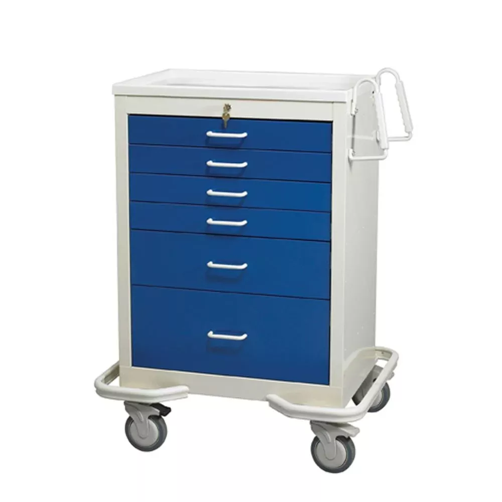 AliMed Standard Series 6-Drawer Anesthesia Cart, Push-Button Lock, 27" Vertical Drawer Space Standard 6-Drawer Anesthesia Cart, Push-Button Lock, Solid Red - 938392/RED/SO
