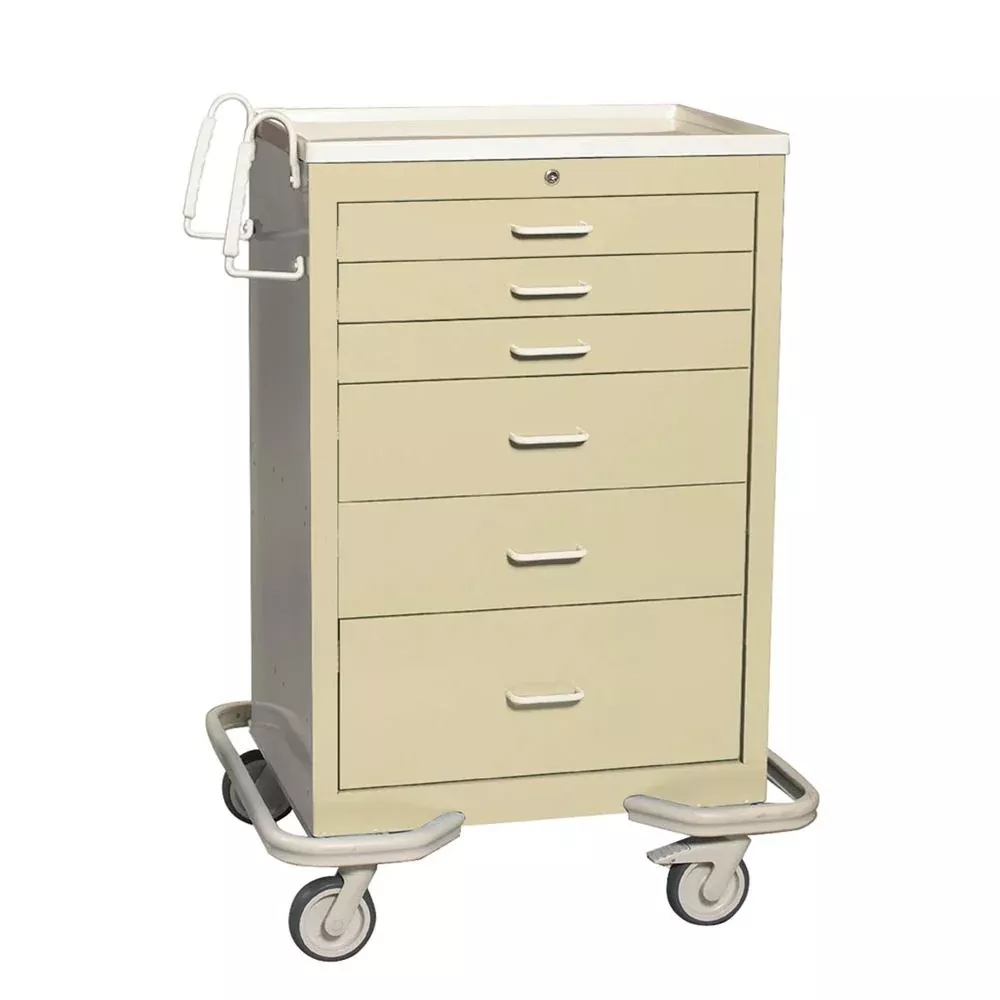 AliMed Standard Series 6-Drawer Cart, Push-Button Lock, 30" Drawer Space Standard 6-Drawer Cart, Push Button Lock, Solid Slate Blue - 935945/SLB/SOLID