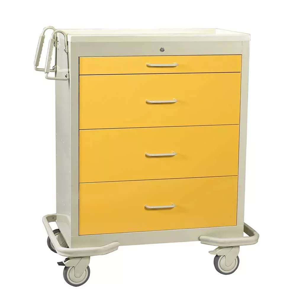 AliMed Wide Series 4-Drawer Isolation Cart, Key Lock Wide 4-Drawer Cart, Key Lock, Two-Tone Red - 936555/RED/NA