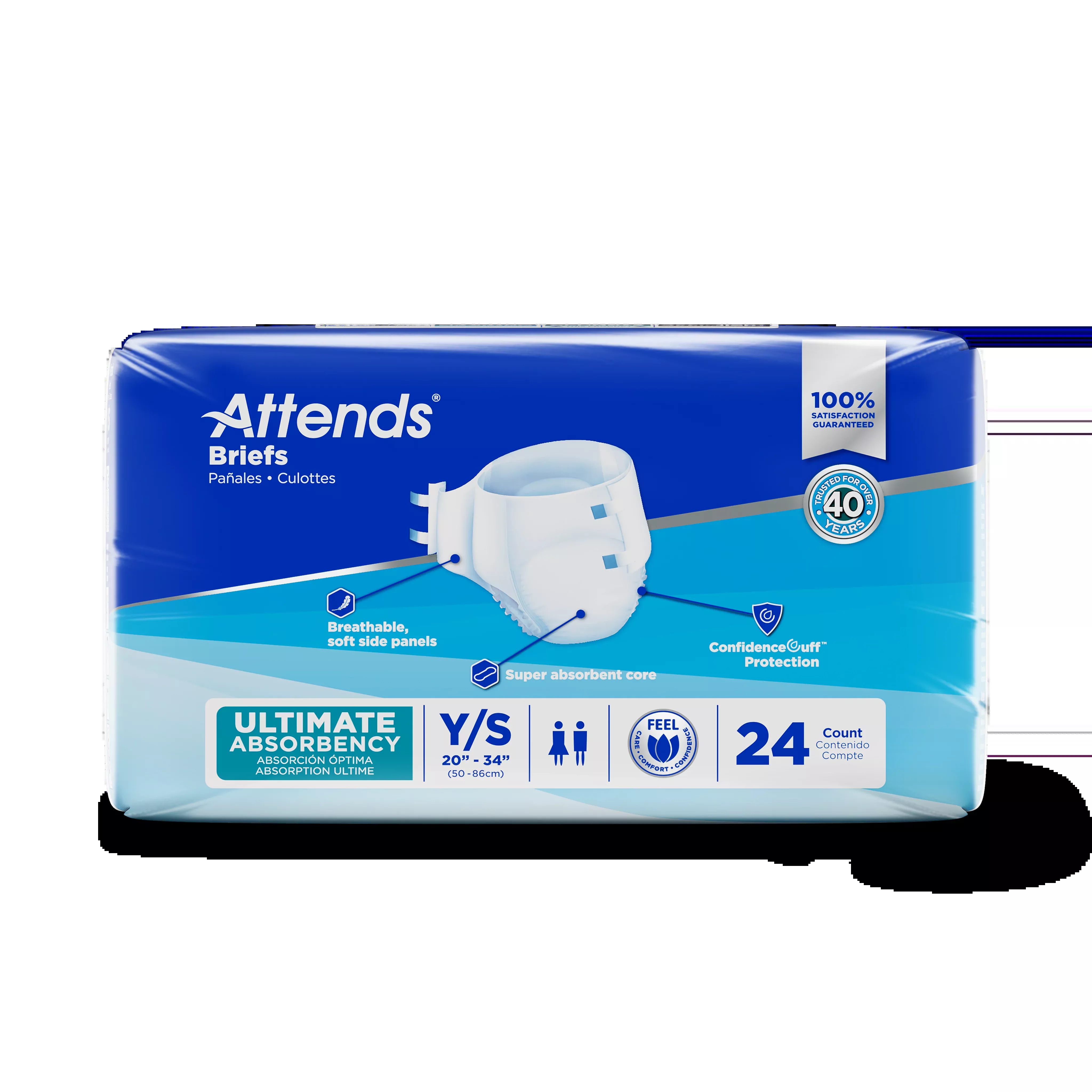 Attends Briefs, Youth/Small- Package of 24