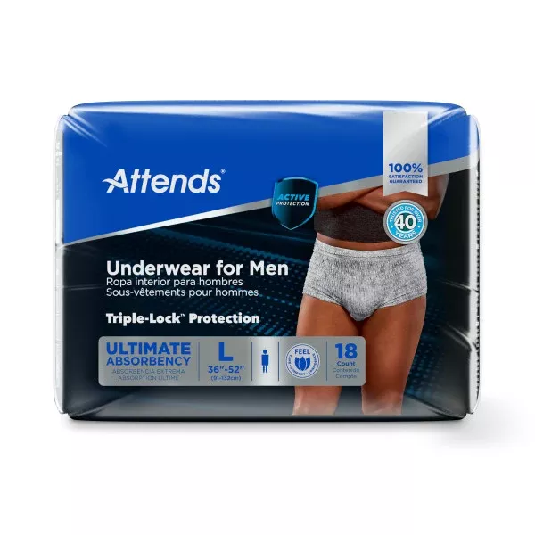 Attends Men's Underwear, Large- Package of 18
