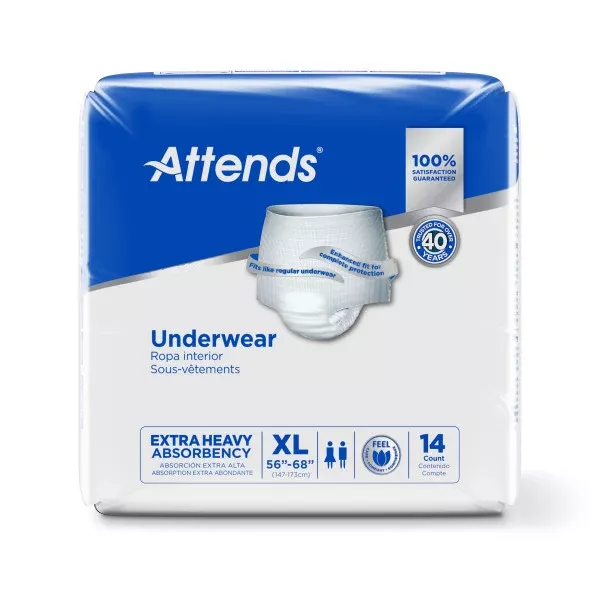 Attends Underwear, Extra Heavy Absorbency, X-Large- Package of 14