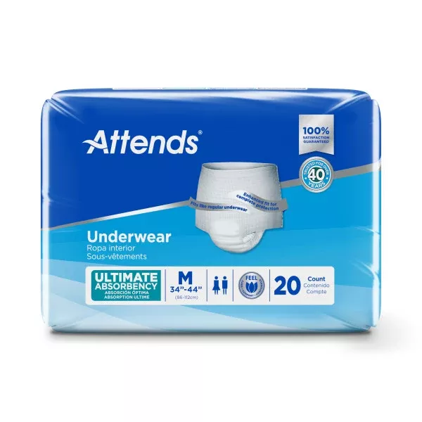 Attends Underwear, Ultimate Absorbency, Medium- Package of 20