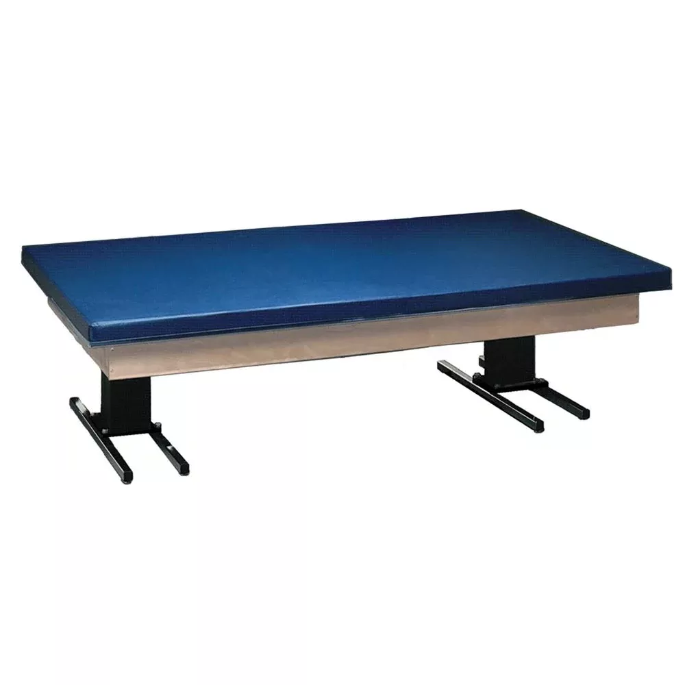 Bailey Professional Hi-Low Mat Tables Hi-Lo Mat Table, 5'W x 7'L, Walnut, Navy Blue Upholstery - 70446/WLNNBL/NA