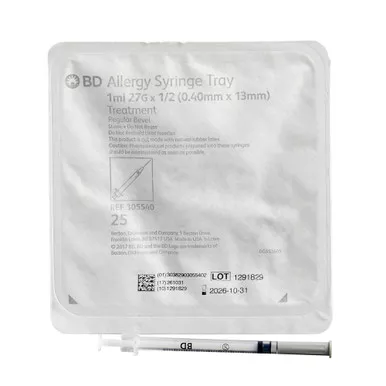 BD 305536 - Allergist Tray with PrecisionGlide Needle 27G x 3/8", 1/2 mL (1000 count)