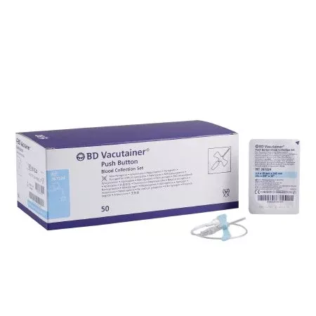 BD BD Vacutainer Push Button Blood Collection Set 23 Gauge 3/4 Inch Needle Length Safety Needle 12 Inch Tubing Sterile - Box of 50 - 367342-BX