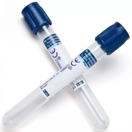 BD BD Vacutainer SPC Plus Venous Blood Collection Tube Analyte Determination K2 EDTA Additive 13 X 100 mm 6 mL Royal Blue BD Hemogard™ Closure Plastic Tube - Case of 1000 - 368381-CS
