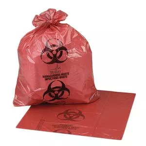 Biohazardous Waste Bag, Red/black, 33 Gallon, 1.20mil, 33" X 39"- Pack(age) of 25