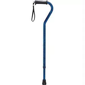 Blue Crackle Design Offset Handle Cane With Gel Grip- Each of 1