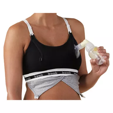 Bravado Designs 807978125175 - Clip and Pump Hands-Free Nursing Bra Accessory, Black, Medium