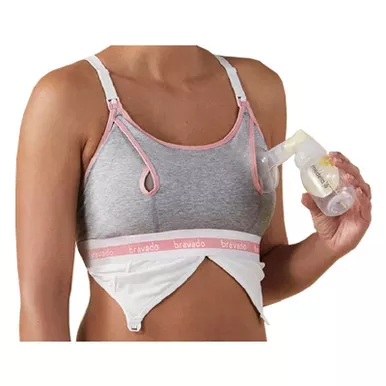Bravado Designs 807978125236 - Clip and Pump Hands-Free Nursing Bra Accessory, Dove Heather, X-Large