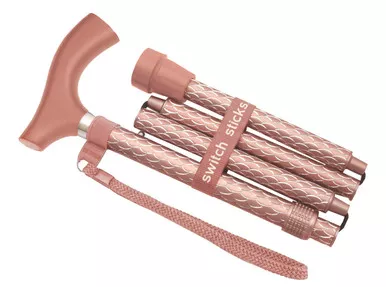 Briggs 502-2000-5206 - Switch Sticks Designer Walking Stick Cane, Folding, Adjustable, Engraved Rose Gold