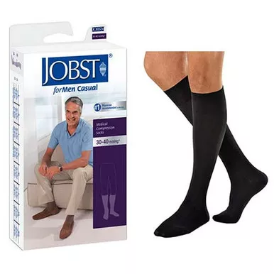 BSN 113138 - Knee-High Men's CasualWear Compression Socks Medium Tall, Black (113138)