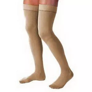 BSN 114646 - Relief Thigh-High Firm Compression Stockings without Silicone Dot Band Large, Beige (114646)