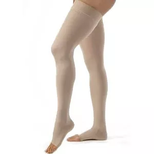 BSN 115549 - Opaque Thigh High, 30-40, Open Toe, Med, Beige