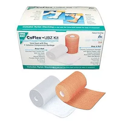 BX/1 - CoFlex Unna Boot Zinc Cohesive Bandage Kit, Two-Layer Compression with Medicated Foam, Tan/White, 3" x 7 ydManufacturer #: C8830UBZTN
