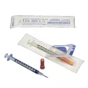 BX/100 - Monoject SoftPack Insulin Syringe 28G x 1/2", 1/2 mL (100 count)Manufacturer #: 600004