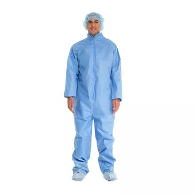 Cardinal Health 1200CV - Blue Coveralls With Open Cuffs and Ankles, Universal